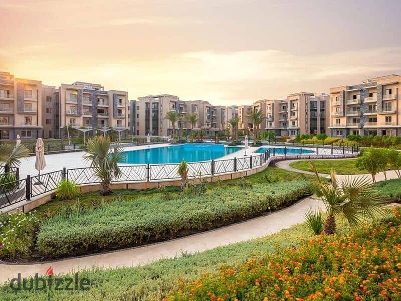 Apartment with garden in New Cairo, immediate delivery in the Gold Square area, Galleria Compound 10