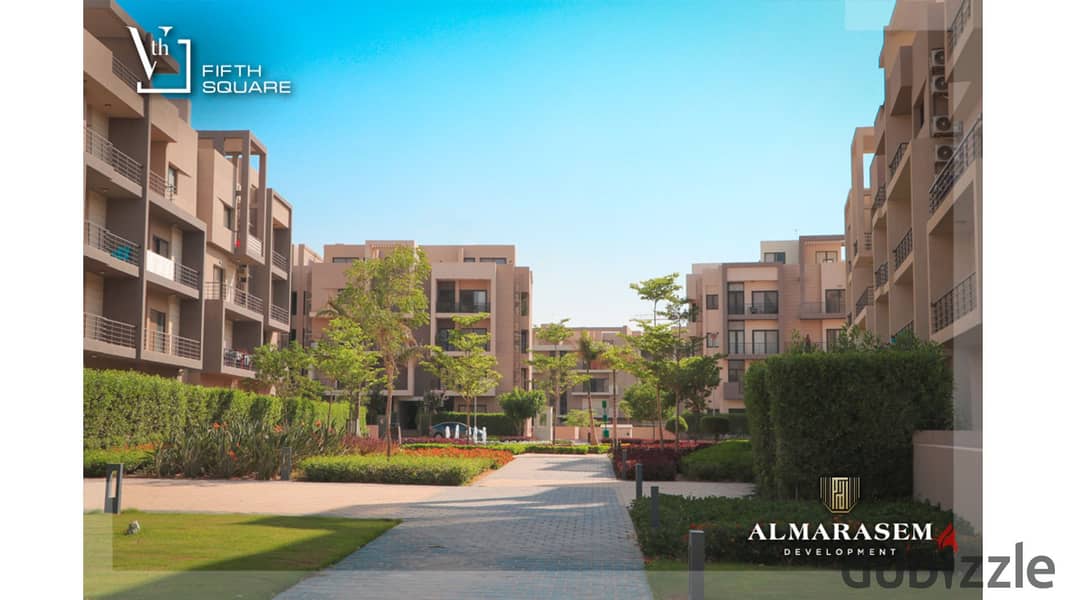 شقة 195متر أرضى بحديقة للبيع في المراسم تشطيب كامل بالتكييفات بالتقسيط  Fifth Square Almarasem 3