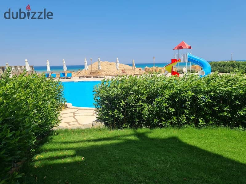 شالية 110م بجنينة 30م sea view & pool view للبيع blue blue بلو بلو العين 0