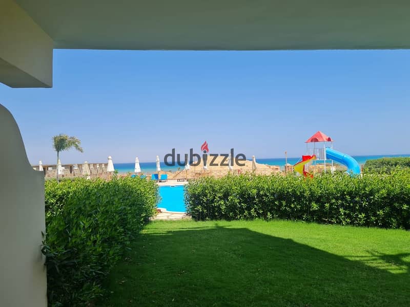 شالية 110م بجنينة 30م sea view & pool view للبيع blue blue بلو بلو العين 7