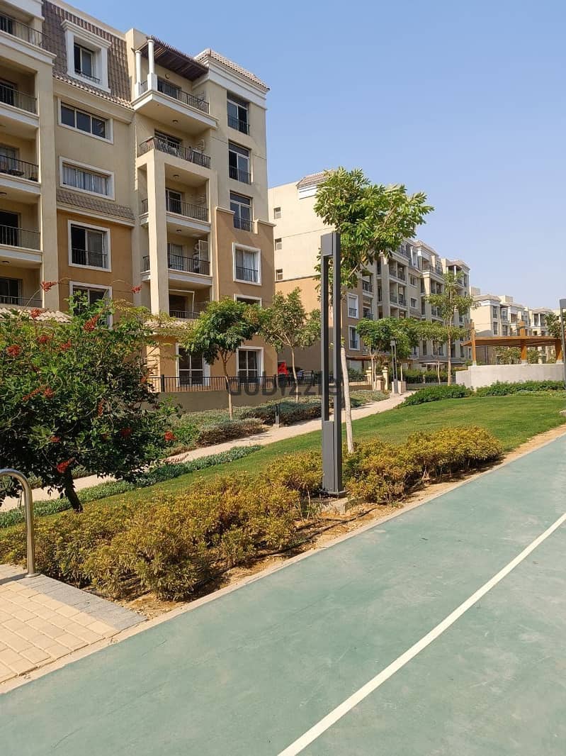 For sale, the best division, a studio, 65 m + a garden, 31 m, with a minimum down payment of 430k, in Sarai, directly on the Suez Road 0