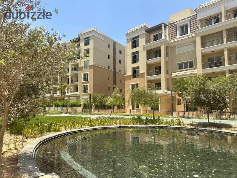 For sale, the best division, a studio, 65 m + a garden, 31 m, with a minimum down payment of 430k, in Sarai, directly on the Suez Road 2