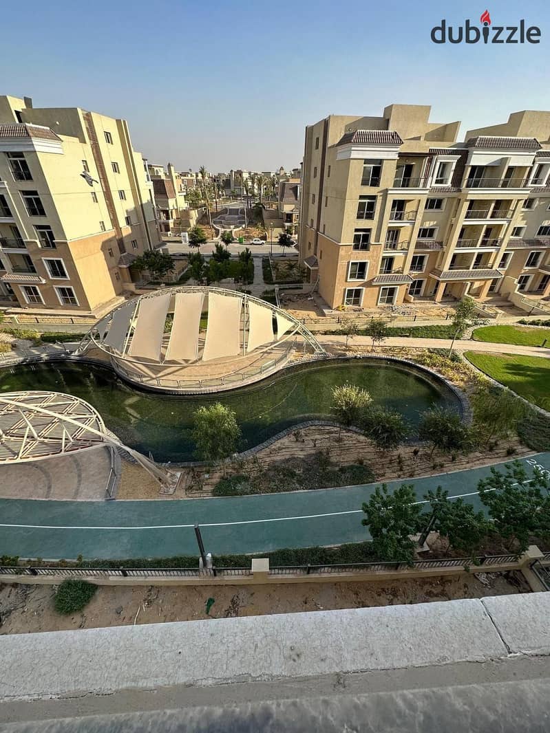 For sale, a 3-bedroom apartment + a 95 m garden with a landscape view in Sarai, near Madinaty, on the Suez Road, with a down payment of 994K 9