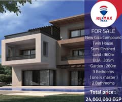 New Giza Compound Phase : Kingsrange 2 Twin House  For Sale 305m