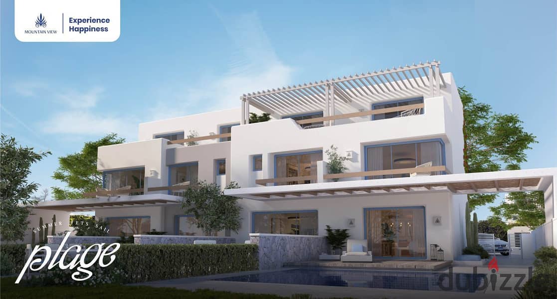 Villa for sale, Sea View, 5% down payment and installments over 8 years, with the latest launch of Mountain View in El Alamein City, Plage Compound 2