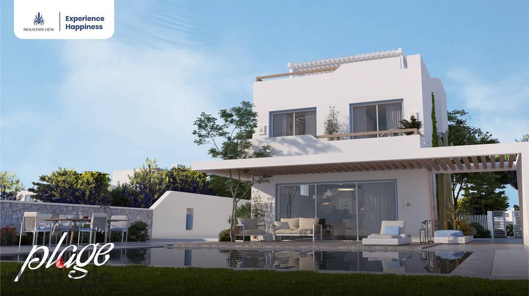 Villa for sale, Sea View, 5% down payment and installments over 8 years, with the latest launch of Mountain View in El Alamein City, Plage Compound 7