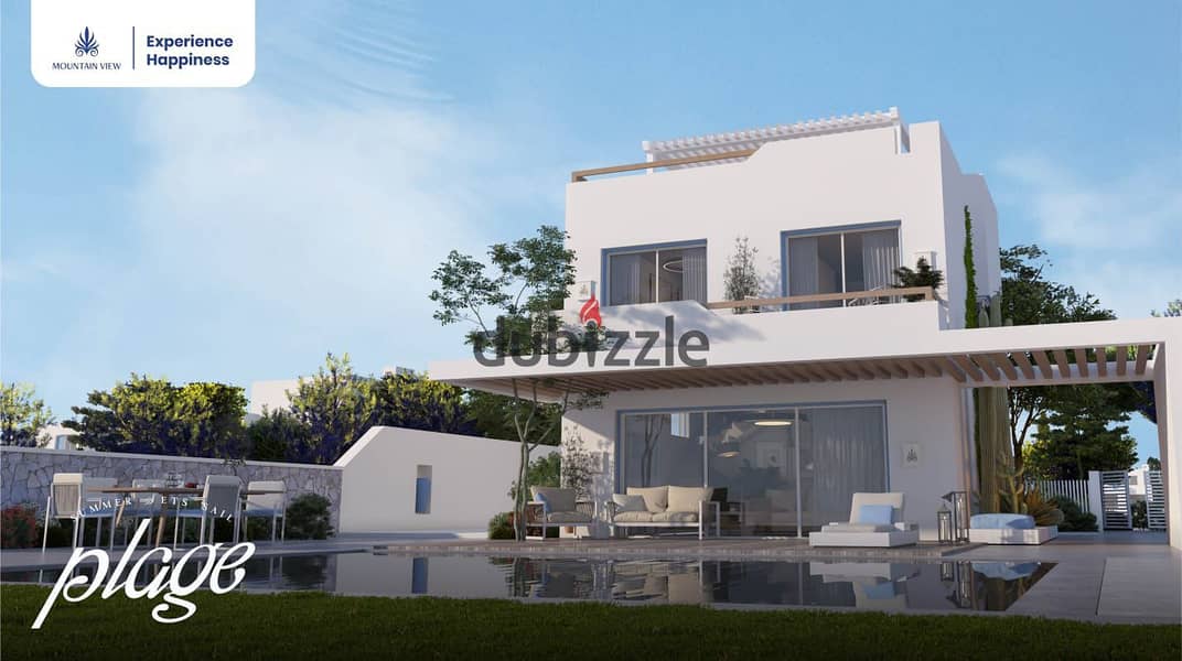 Villa for sale, Sea View, 5% down payment and installments over 8 years, with the latest launch of Mountain View in El Alamein City, Plage Compound 8