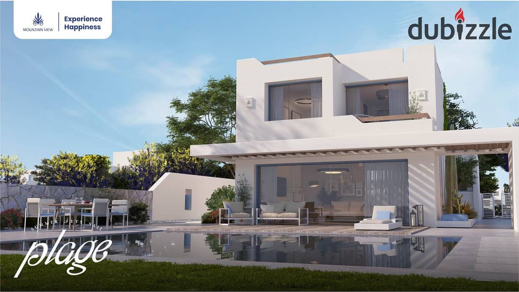 Villa for sale, Sea View, 5% down payment and installments over 8 years, with the latest launch of Mountain View in El Alamein City, Plage Compound 12