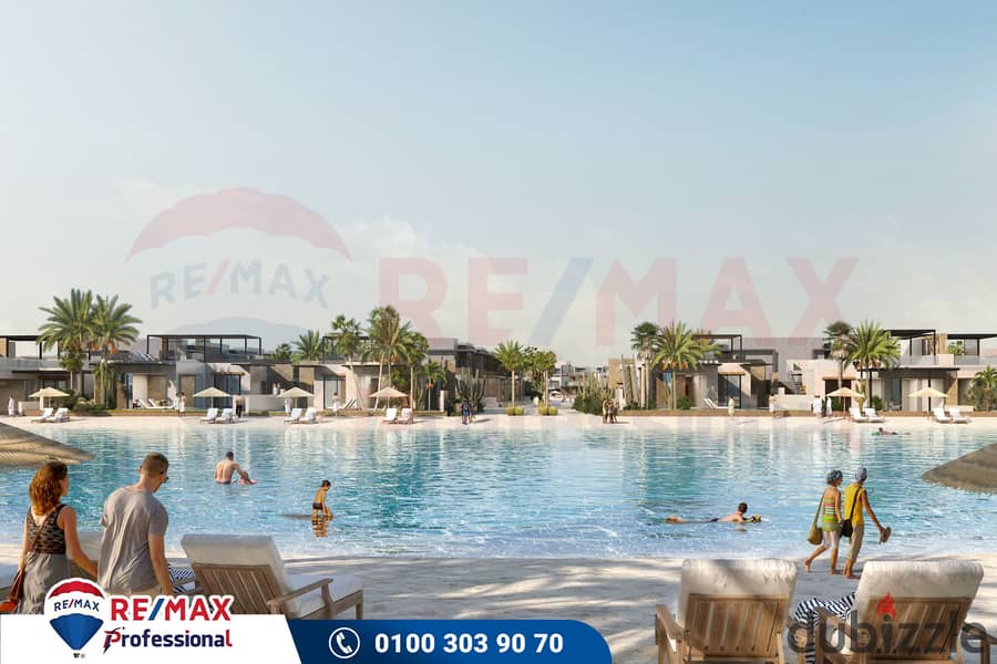 With a down payment of 800,000 EGP, exclusively the last twin house of its kind in (Ras El Hekma) directly on the lagoon in the most distinguished loc 0