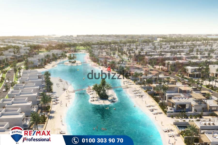 With a down payment of 800,000 EGP, exclusively the last twin house of its kind in (Ras El Hekma) directly on the lagoon in the most distinguished loc 1