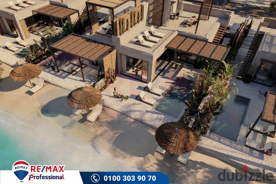 With a down payment of 800,000 EGP, exclusively the last twin house of its kind in (Ras El Hekma) directly on the lagoon in the most distinguished loc 5