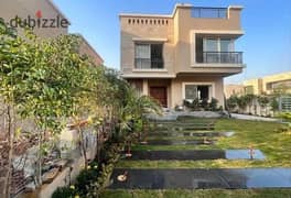 Luxury villa for sale + a very distinctive garden view on the landscape in front of Cairo International Airport, in installments over 8 years, in the 0