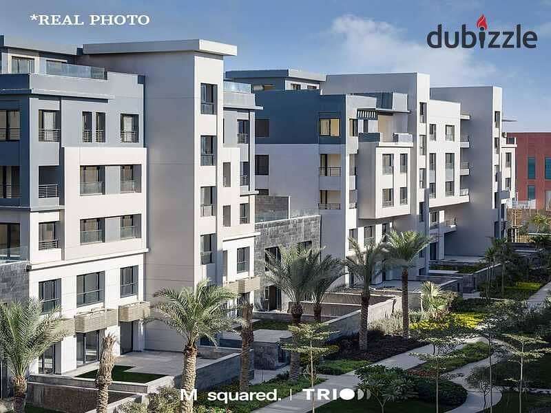 Apartment for sale in the heart of Golden Square, with a 5% down payment and equal installments, in Trio Gardens with M Square 27