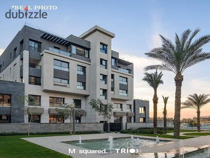 Apartment for sale in the heart of Golden Square, with a 5% down payment and equal installments, in Trio Gardens with M Square 28