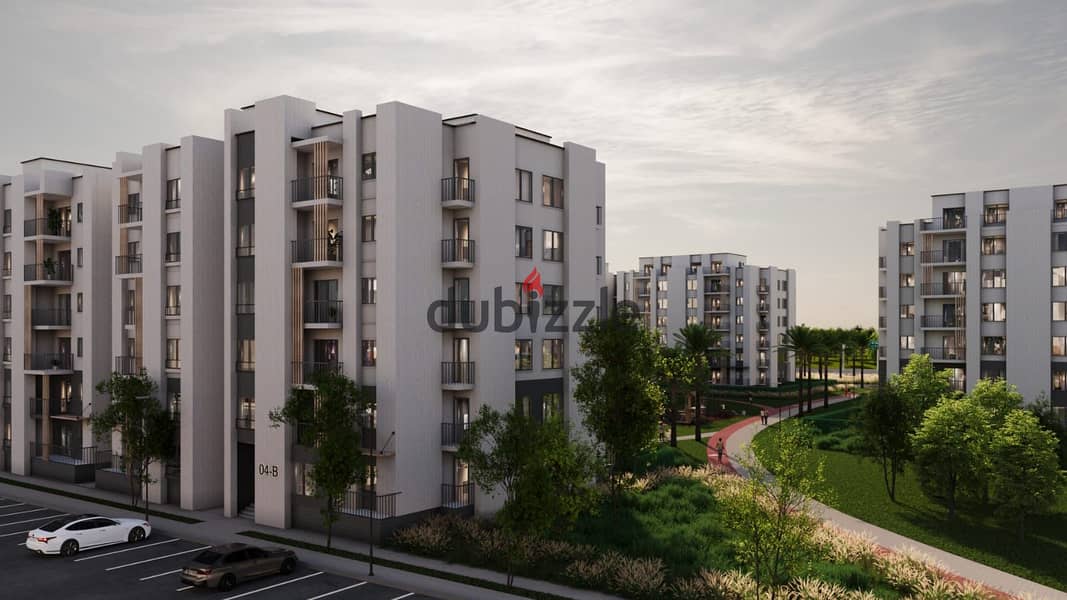 Apartment with garden for sale, fully finished, bliss Gate, Sheikh Zayed, in installments 1