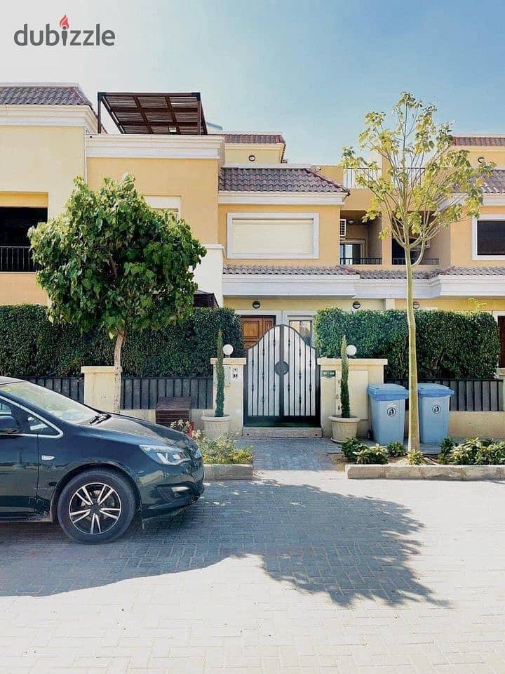 "Last - S-villa corner with an area of 212 square meters at a special price in the Saray compound on the Suez Road, surrounded by a wall from Madinaty 2