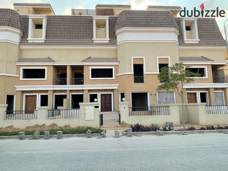 "Last - S-villa corner with an area of 212 square meters at a special price in the Saray compound on the Suez Road, surrounded by a wall from Madinaty 6