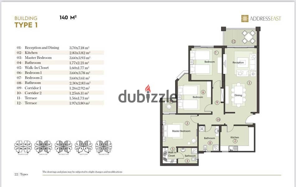 apartment ground  for sale 140 meter with garden 168 meter fully finished at compound address east 17