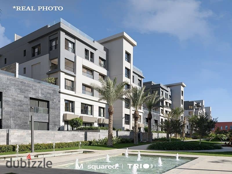 For sale in Fifth Settlement, 172 sqm apartment with garden in Trio Gardens Compound 8