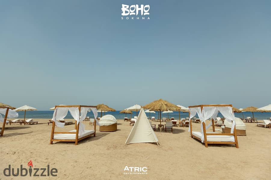 Own a 35-meter chalet with a garden, with a 10% down payment, fully finished, or a 30% discount on cash in Boho Ain Sokhna, in equal installments_Boho 5