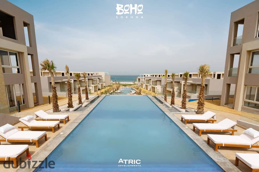 Own a 35-meter chalet with a garden, with a 10% down payment, fully finished, or a 30% discount on cash in Boho Ain Sokhna, in equal installments_Boho 10