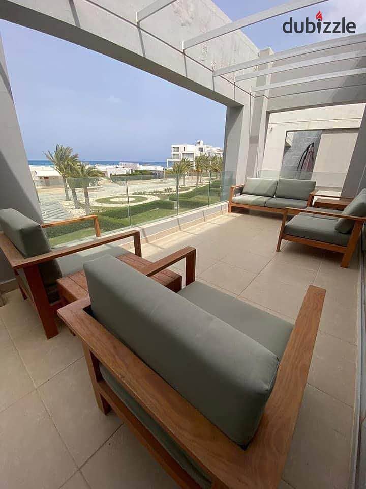 chalet Ready to move first row on the sea 150m, 23% dis at La Vista Ras El Hekma Resort near New Alamein City, fully finished 6 years installment 2