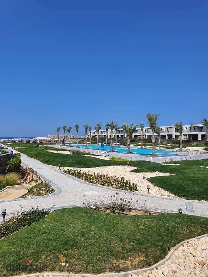 chalet Ready to move first row on the sea 150m, 23% dis at La Vista Ras El Hekma Resort near New Alamein City, fully finished 6 years installment 18