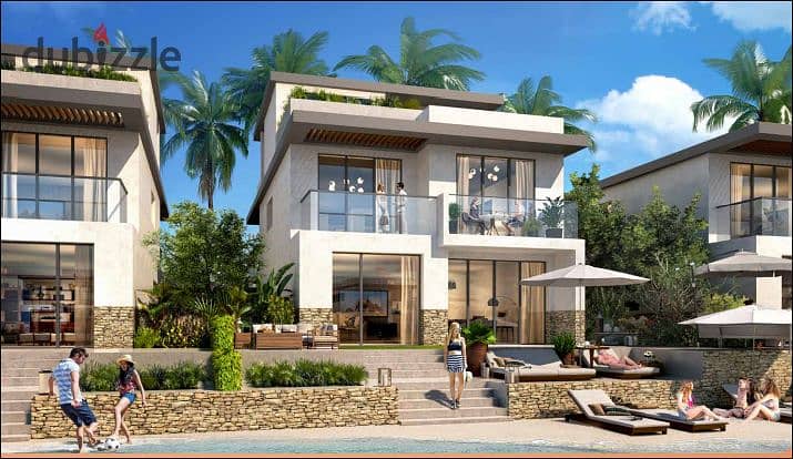 Villa twin house  for sale, first row, ultra super luxury finishing + air conditioners at the price of the living room in Silver Sands, North Coast, b 5