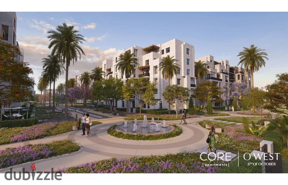 With Dp 2,050,000 EGP, a ground floor apartment with a garden in O West by Orascom, 6 October, for sale an apartment in O West Compound, Core phase 7