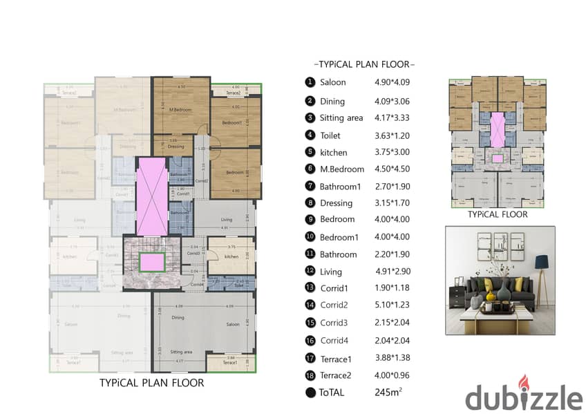 Apartment 245m in 9th District, 6th of October, in a prime location directly on Tahrir Street Cash or Installment 3