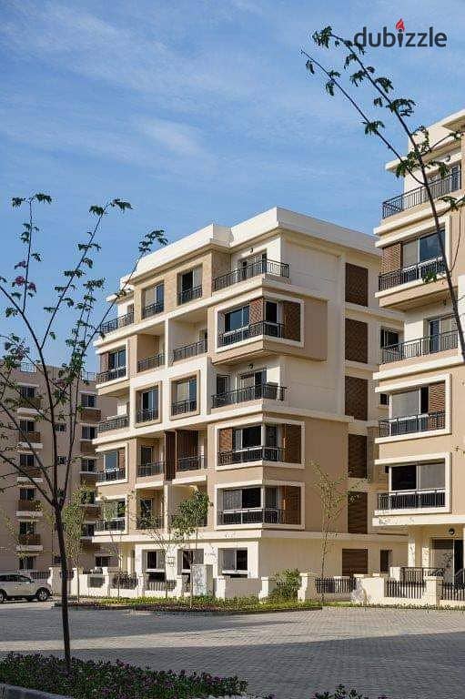 Studio for sale, wall by wall, Madinaty, with a 5% down payment and installments over 8 years, in Sarai Compound, area 65 m, with a 31 m private garde 7