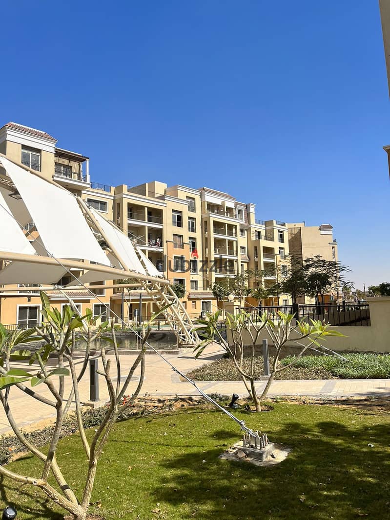 Studio for sale, wall by wall, Madinaty, with a 5% down payment and installments over 8 years, in Sarai Compound, area 65 m, with a 31 m private garde 26