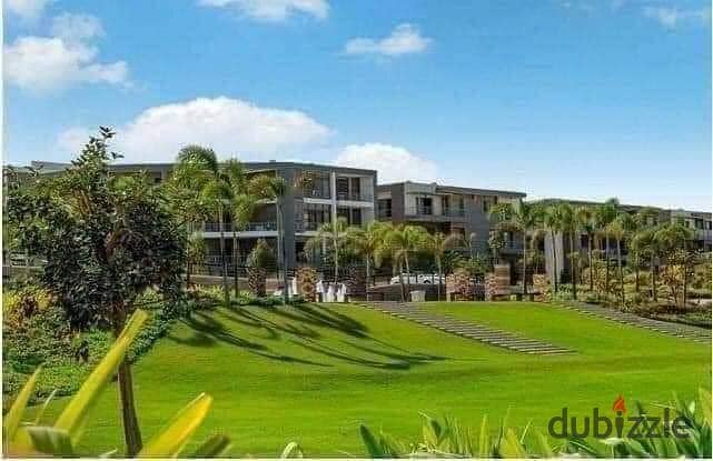 Penthouse with landscape view and lake, large area 225 m, private roof 77 m, in Taj City Compound in New Cairo, in front of Cairo Airport, with a 10% 5