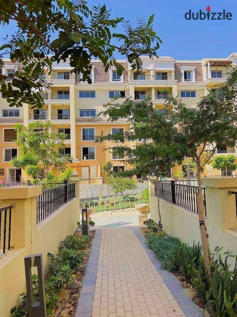 Two-bedroom apartment, 110 m, sea view, repeated floor, with a wonderful view, in the Esse phase of Sarai Compound. The phase enjoys green spaces and 13