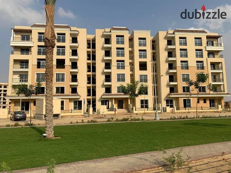 Two-bedroom apartment, 110 m, sea view, repeated floor, with a wonderful view, in the Esse phase of Sarai Compound. The phase enjoys green spaces and 18