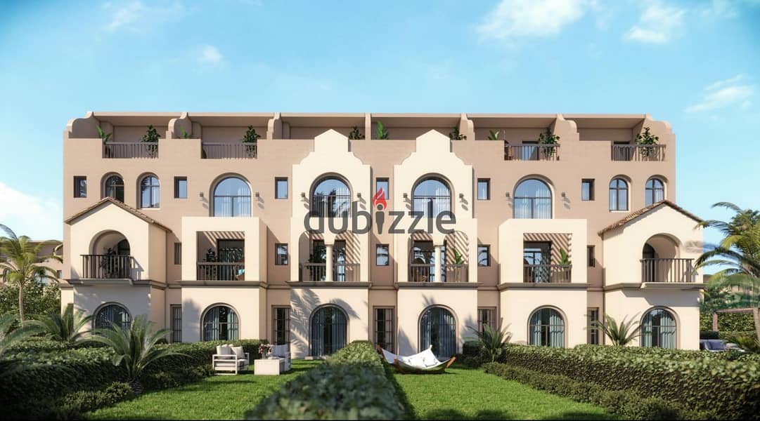 Town House Middle 206m + Garden 58m and Roof 14m 4 floors for sale in Sarai Compound in Mostakbal City with different divisions in installments over 8 0