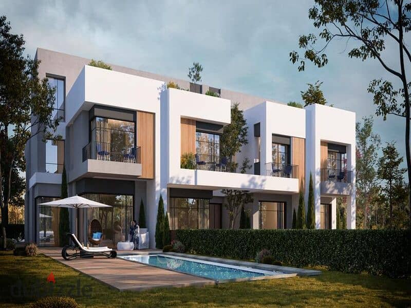 Townhouse for sale, prime location on the lagoon and landscape in Lugar New Zayed Compound 6