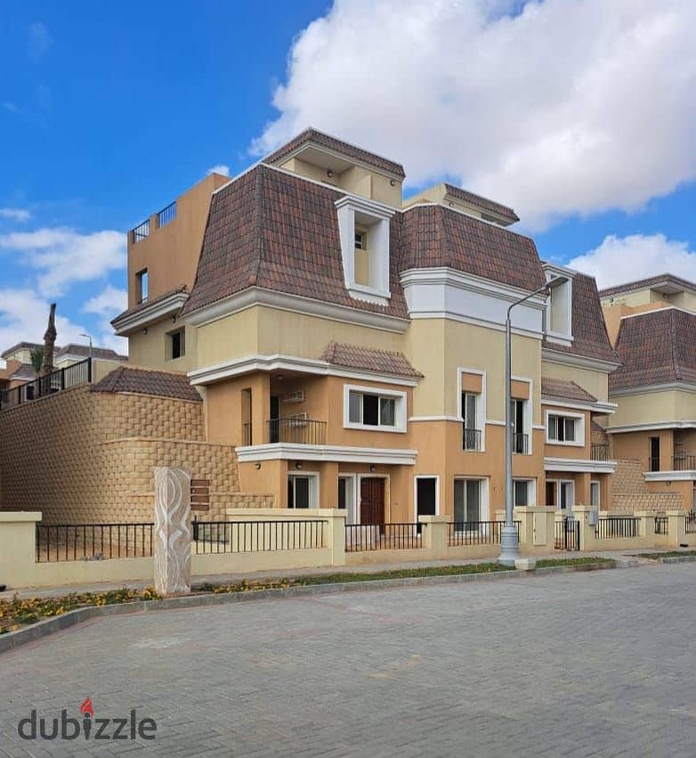 S Villa for sale, 212 m, two floors, with a down payment starting from 5% and installments over 8 years, in Sarai Compound, wall by wall, with Madinat 14