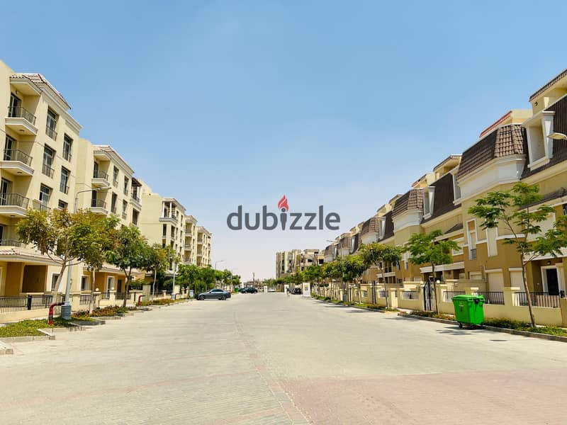 On the Suez Road, a stand-alone villa for sale in installments, area 198 m, with a landscape view in Sarai Compound, with a 5% down payment and 5% aft 21