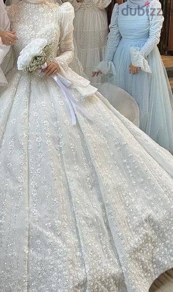 فستان زفاف تل فرنسي - Wedding dress 0