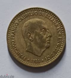 Spain 1 peseta 1966 , Francisco Franco