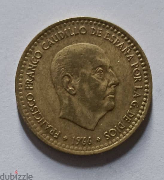 Spain 1 peseta 1966 , Francisco Franco 0