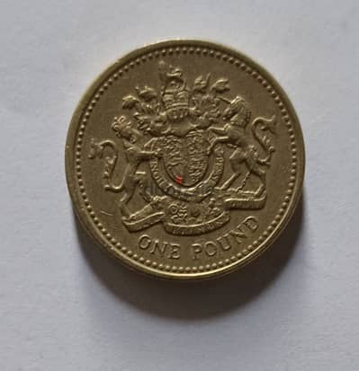 1983 one pound coin queen Elizabeth ll rare with error upside down rim