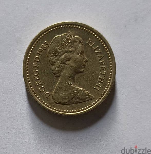 1983 one pound coin queen Elizabeth ll rare with error upside down rim 1