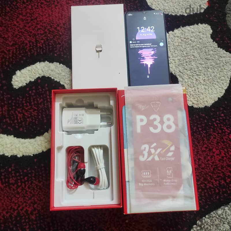 موبيل itel p38 مستعمل يشبه الجديد بالكرتونة والشاحن والسماعة وكل محتو 2