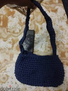 Beautiful blue hand-made handbag with lots of storage