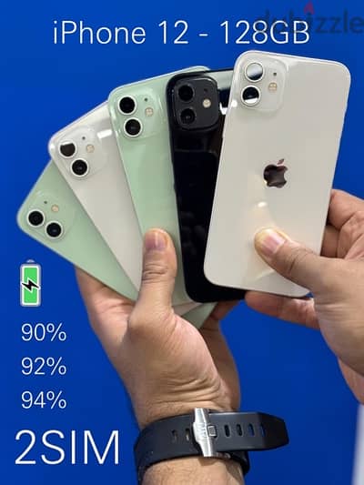 عـروض النوادر iPhone 12 128 خطين  بطاريات up 90% بضمان وفاتوره مبايعه