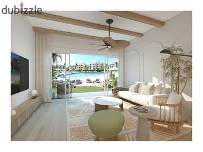 Finished chalet 128m with garden 82m Lagoon view next to Hacienda West in Hyde Park Ras El Hekma Sea Shore شاليه متشطب 128م بجاردن 82م ع اللاجون داير