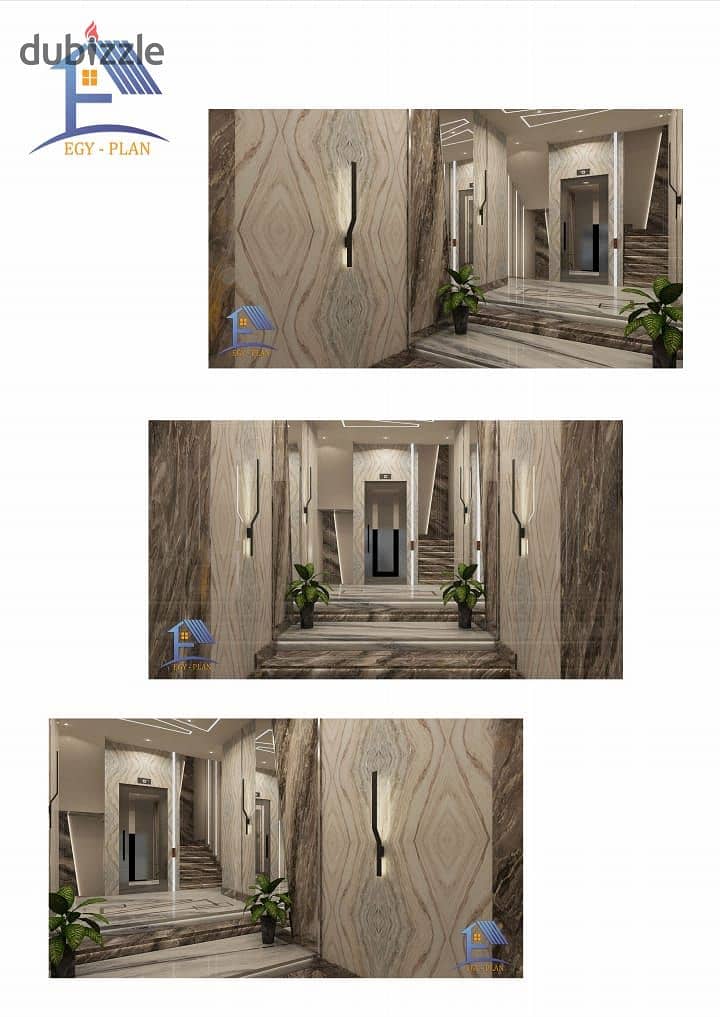 Apartment for sale in Sheikh Zayed, Beit Al-Watan (Green Revolution), behind Royal City and Hyper One, with installments over 60 months. 3