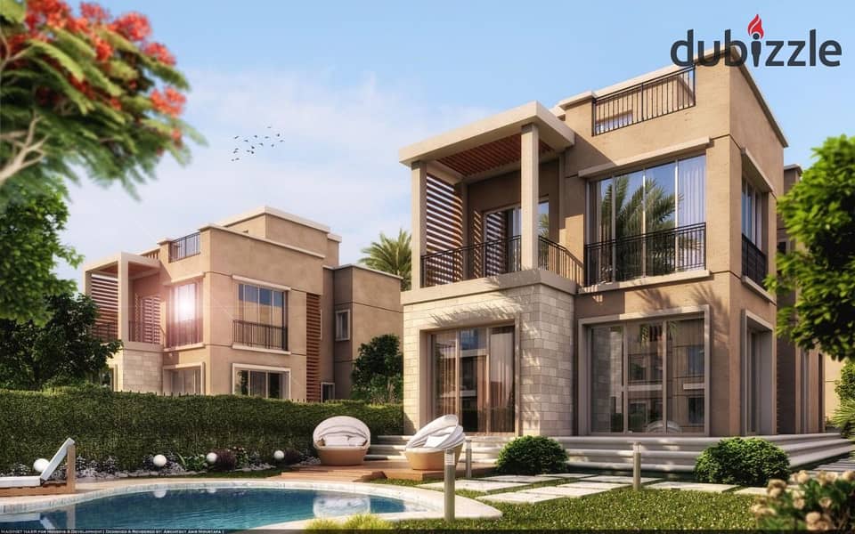 Quattro villa for sale in the best community in the First Settlement, in installments over 8years, with a huge discount of 42%, with a down payment of 8